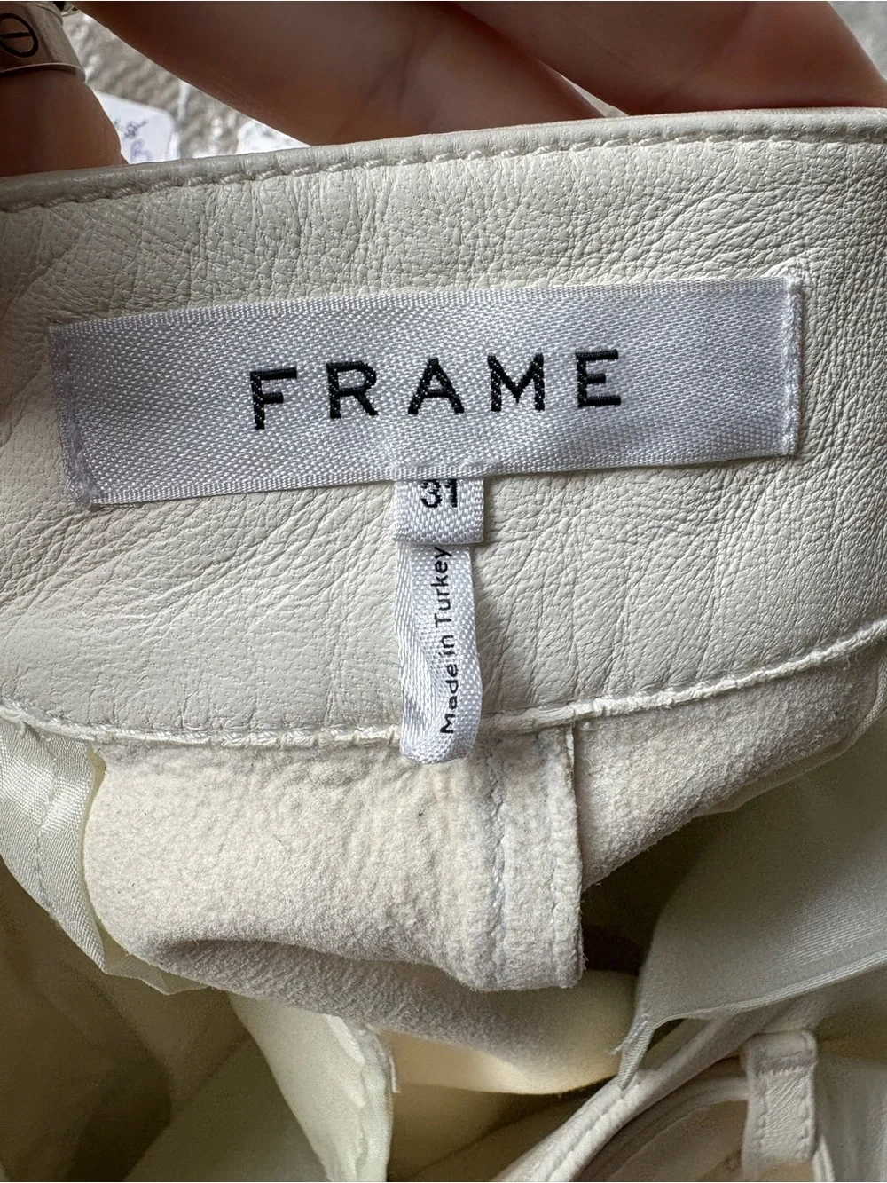 Frame leather High-Waist Cream Belted Women’s Shorts